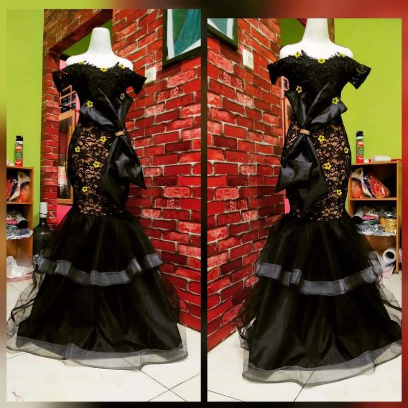 baju singer/baju penyanyi/baju duyung/duyung hitam pita brokat
