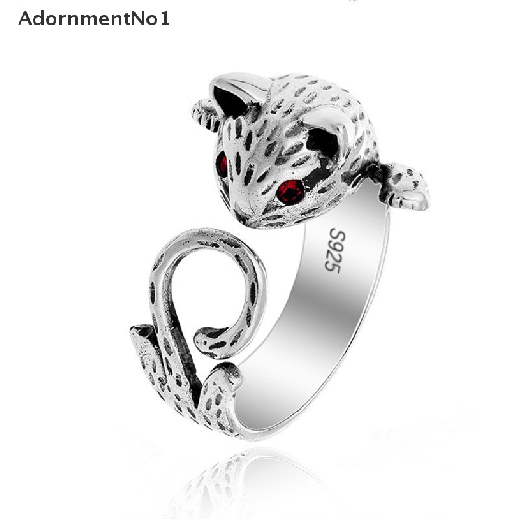 (AdornmentNo1) Cincin Terbuka Adjustable Motif Kucing + Hollow Gaya Boho / Vintage Untuk Wanita