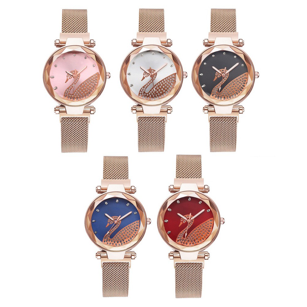 Jam Tangan Mewah Angsa SWAN A95 Magnet Mesh Korea Fashion Women's Wrist Watches