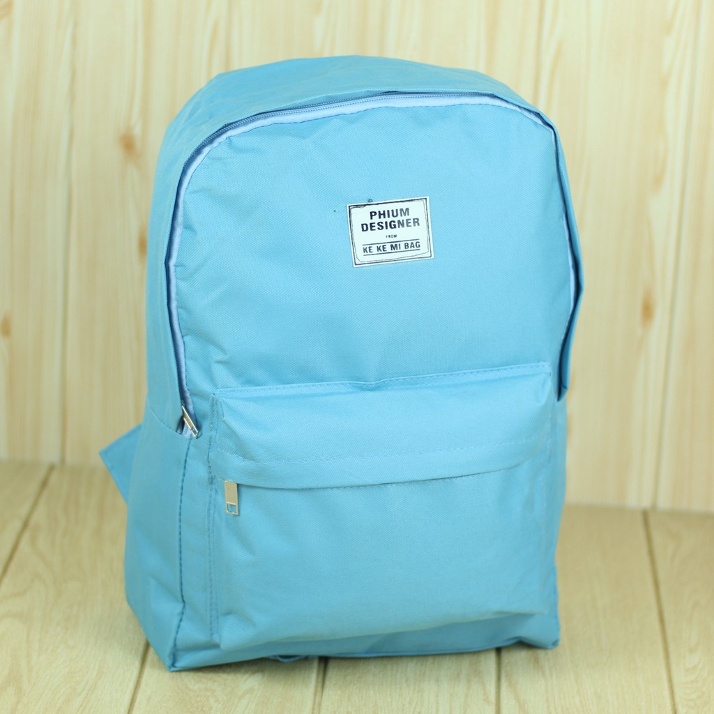 Tas Ransel Phium Saku Depan Biru Muda Tas Fashion Wanita Stylish Keren Back Pack Cewek Korean OOTD