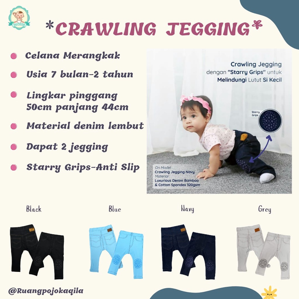 (BISA COD)  Crawling Jegging Bayi Cuddle Me Celana Merangkak Jegging Jeans Bayi 2 in 1