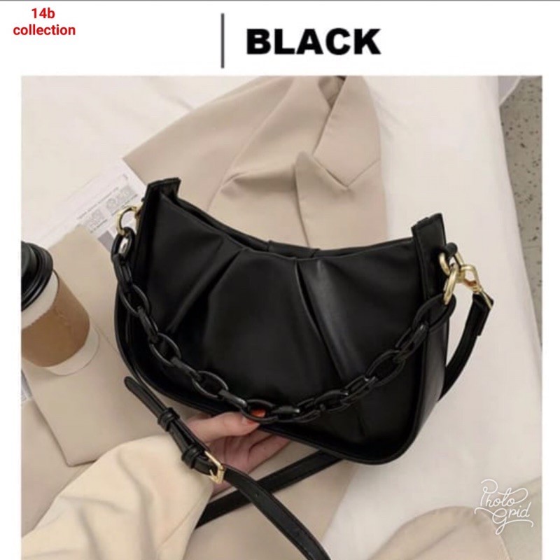 tas selempang wanita kulit tas kulit top handle rantai retro chain bags tas kondangan simple elegant