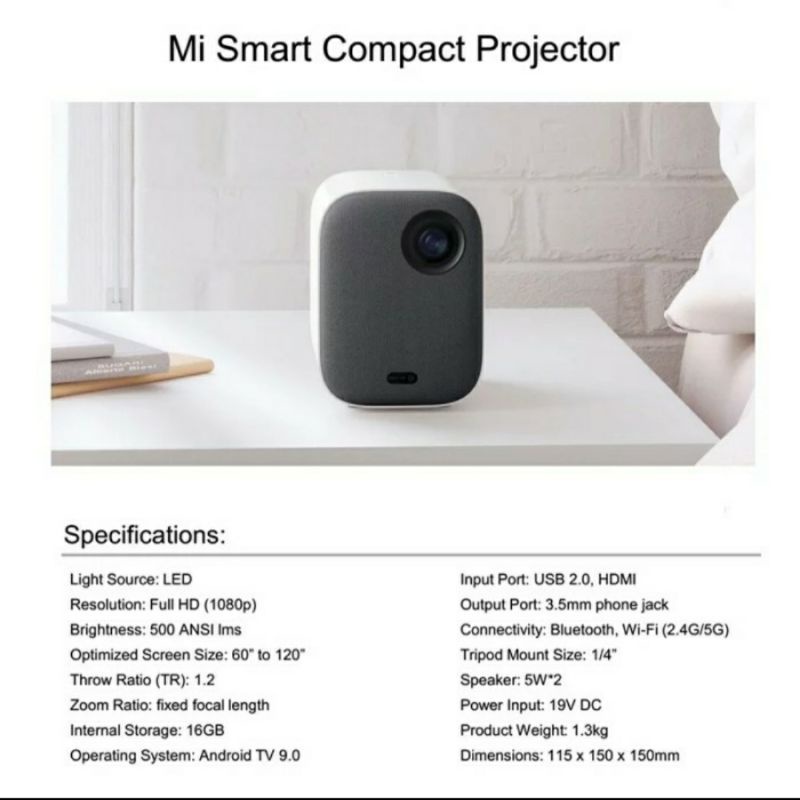 Mini DLP Projector 500 Lumens 1080P