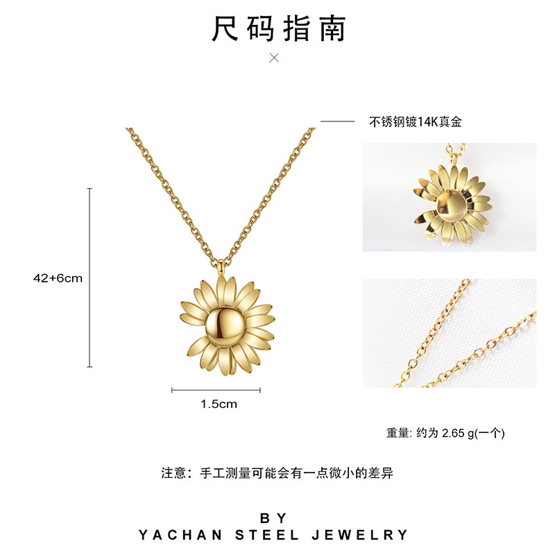 Gaya Korea little Daisy baja titanium kalung 14K emas tahan lama retensi warna indah dan serbaguna m