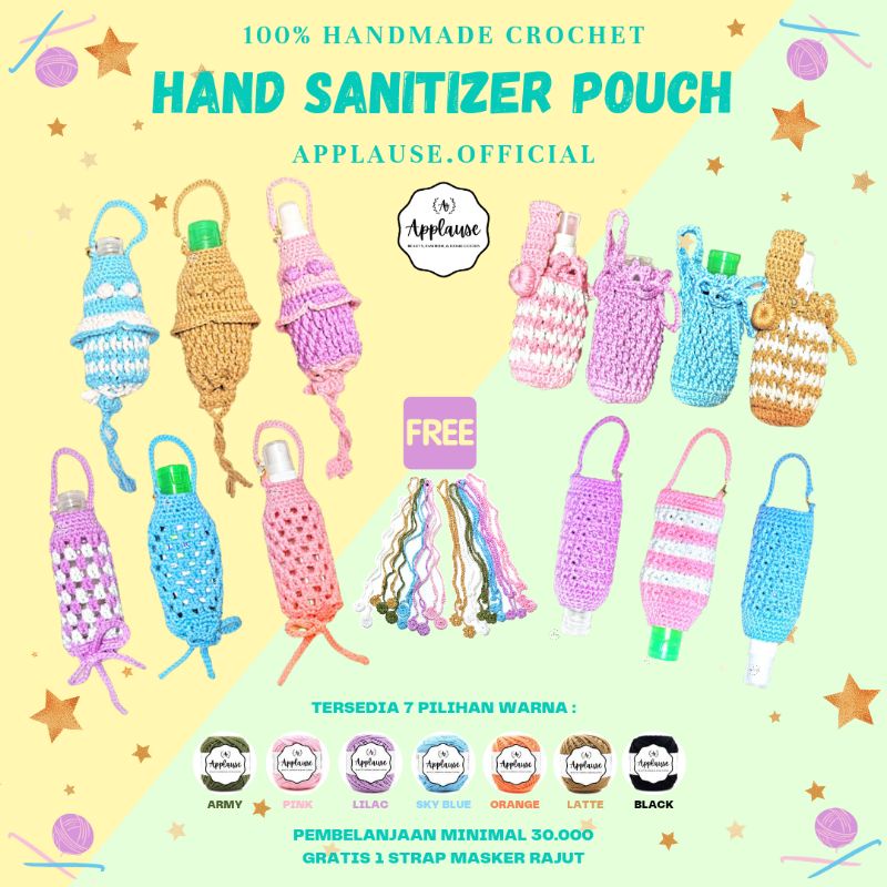 HAND SANITIZER POUCH HOLDER RAJUT GRATIS STRAP KALUNG MASKER RAJUT