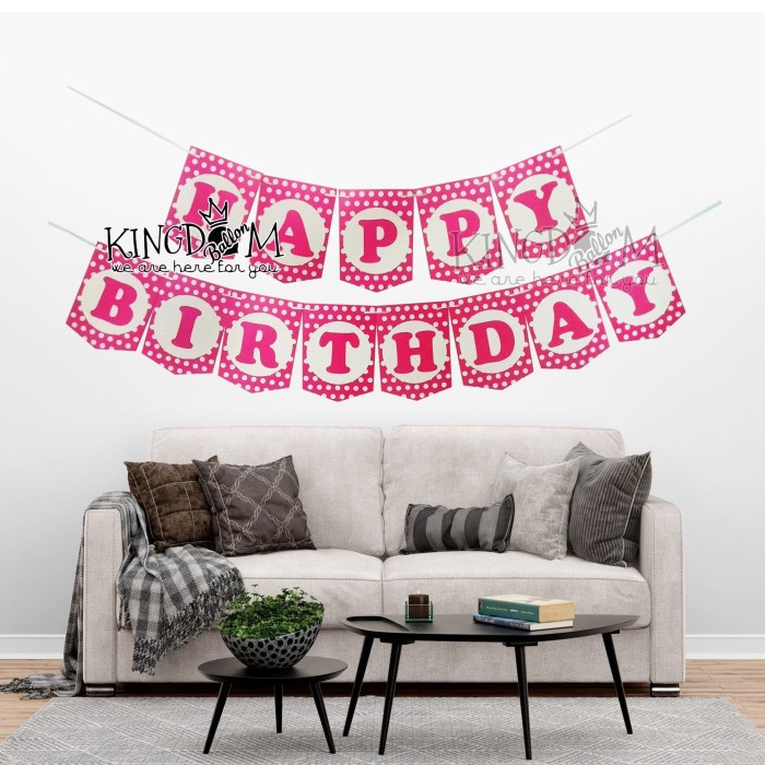 Banner HBD Pink Polkadot / Bunting Flag Segilima Pink Polkadot