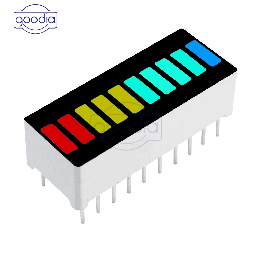 1pc 10 Segment Lampu Led Bar Warna Biru/Hijau/Kuning/Merah Dengan Dip Indikator