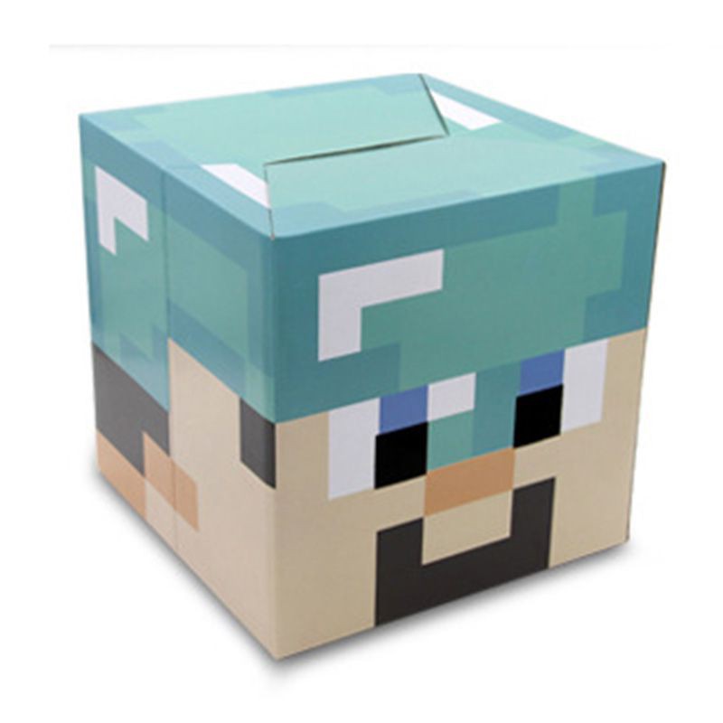 minecraft cardboard head cover box steve creeper enderman mask cosplay costume