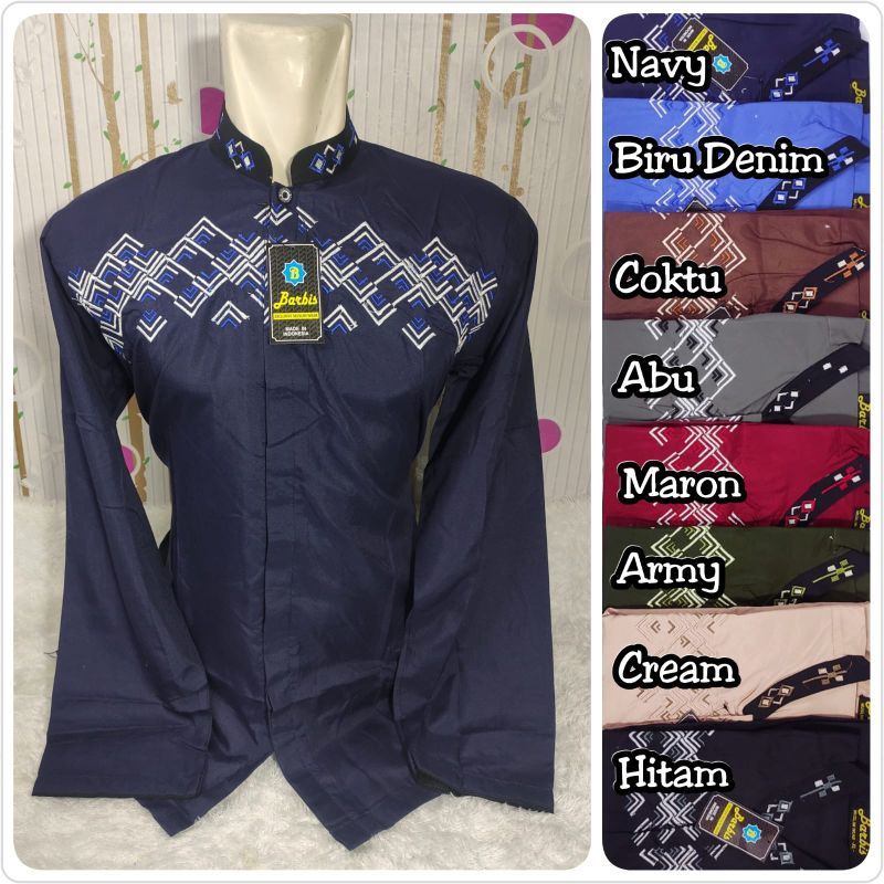 Baju taqwa muslim koko dewasa lengan panjang bordir bahan katun rami import