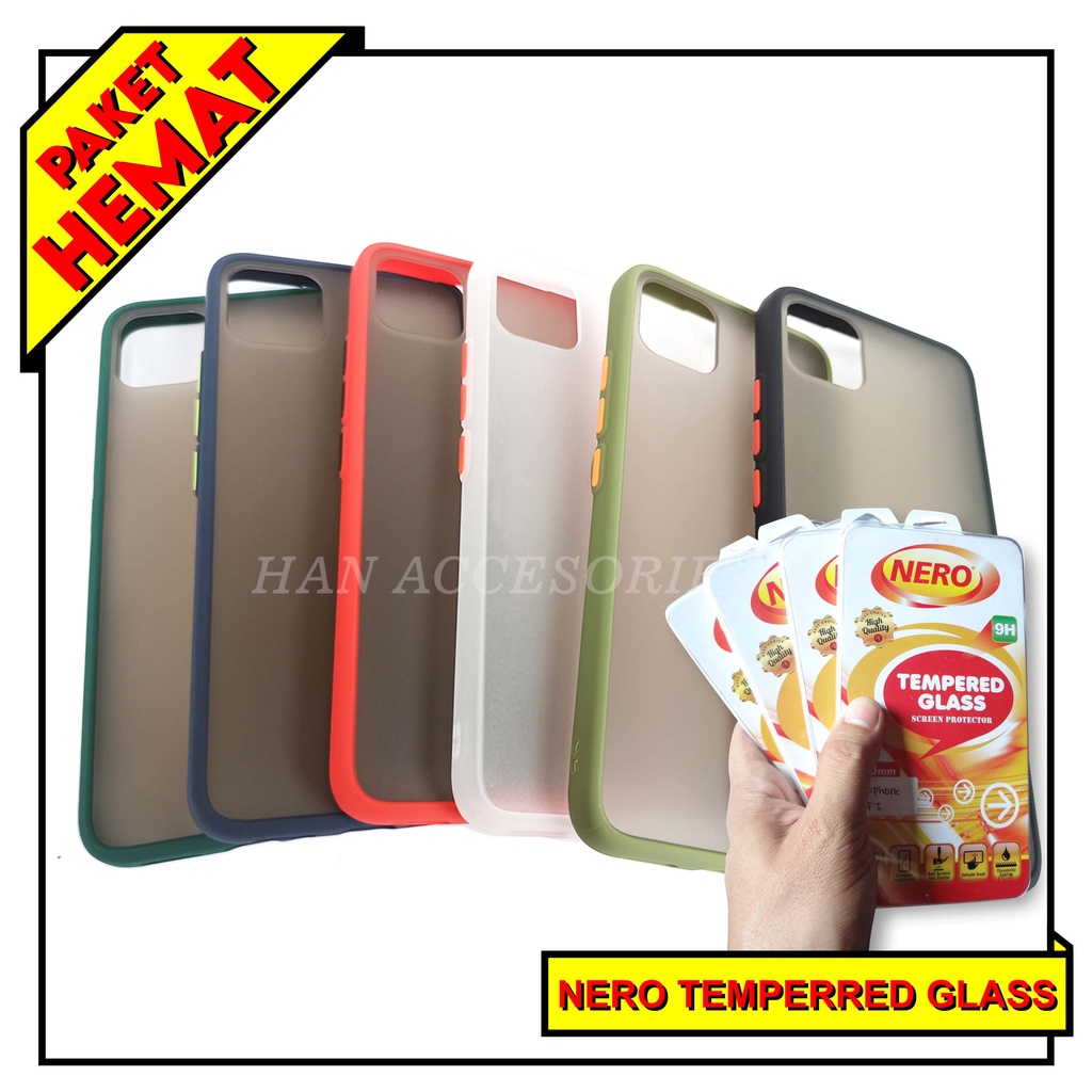 (PAKET HEMAT) Case Fuze Dove + Temperred Glass Realme 5/5i/5 PRO/6/6 PRO/7/C11/C12/C15/XT Hardcase / Matte Colour / Case Candy