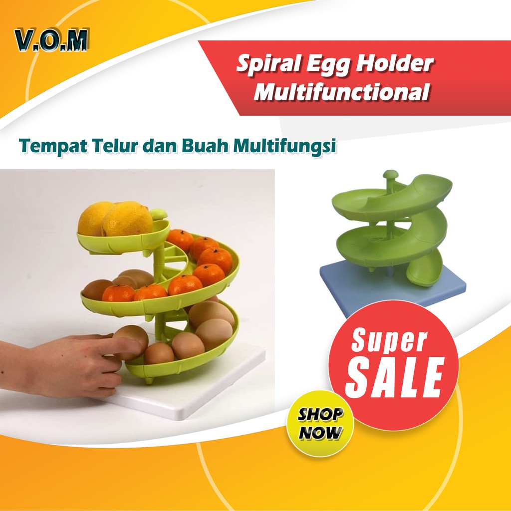 VOM DMR Spiral Egg Holder Multifunctional Tempat Telur dan Buah Multifungsi 0588