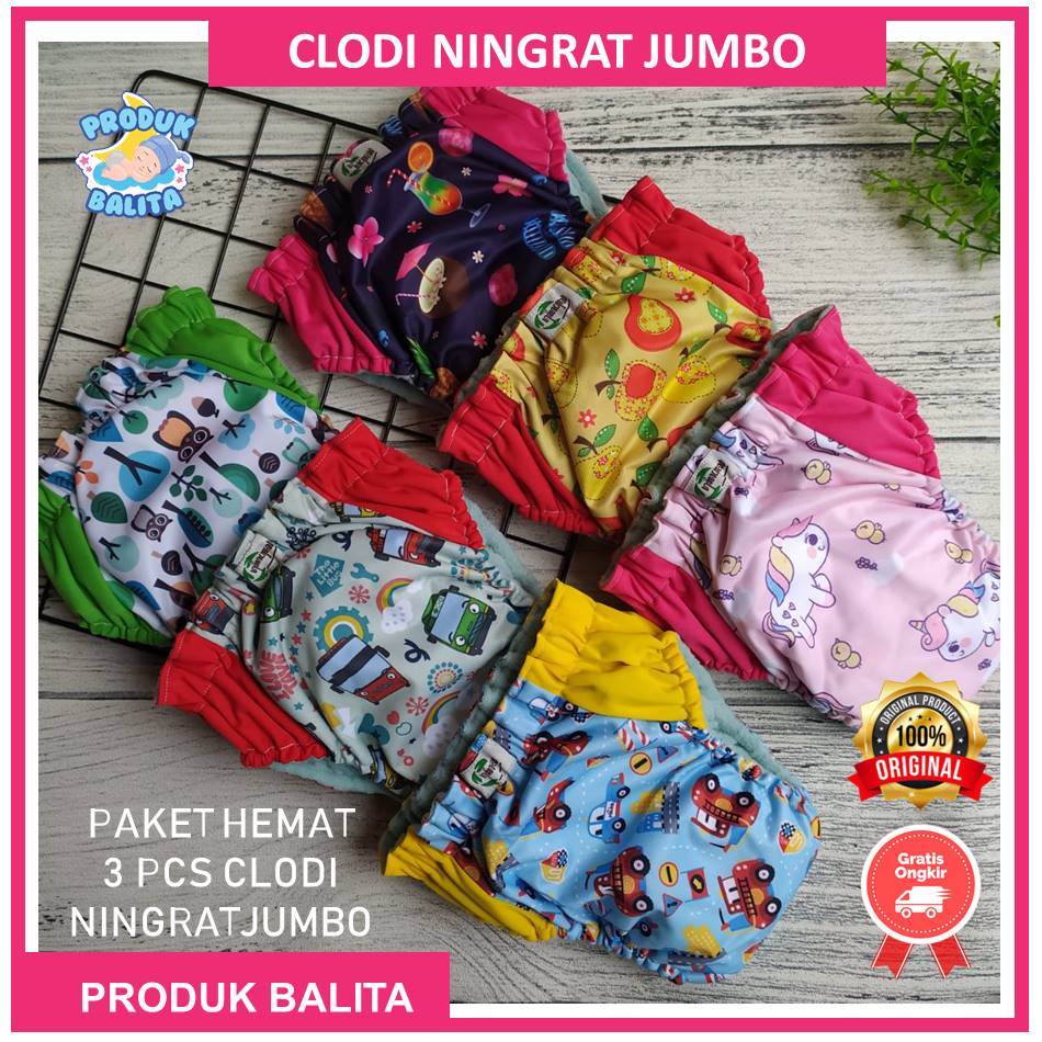 Paket Murah 3 PCS Clodi Ningrat Reguler BB 5-17KG Popok Kain Cuci Ulang Pempers Kain ALL IN ONE Terlaris