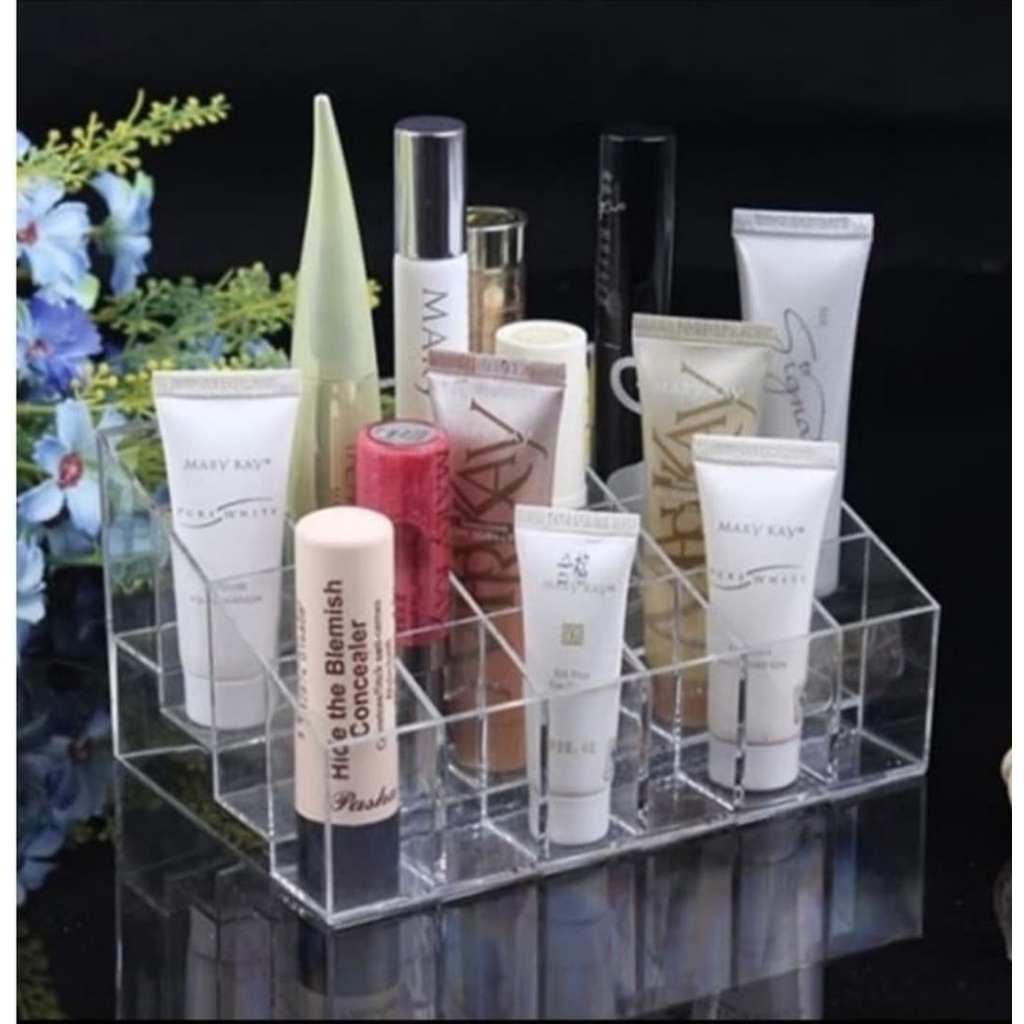 RAK KOSMETIK AKRILIK ORGANIZER TEMPAT LIPSTIK MASCARA MULTIFUNGSI 24 SLOT