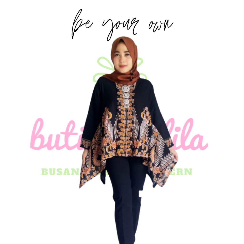 SAGITA FLOWER Atasan muslim wanita bahan paris blouse all size ld 110cm