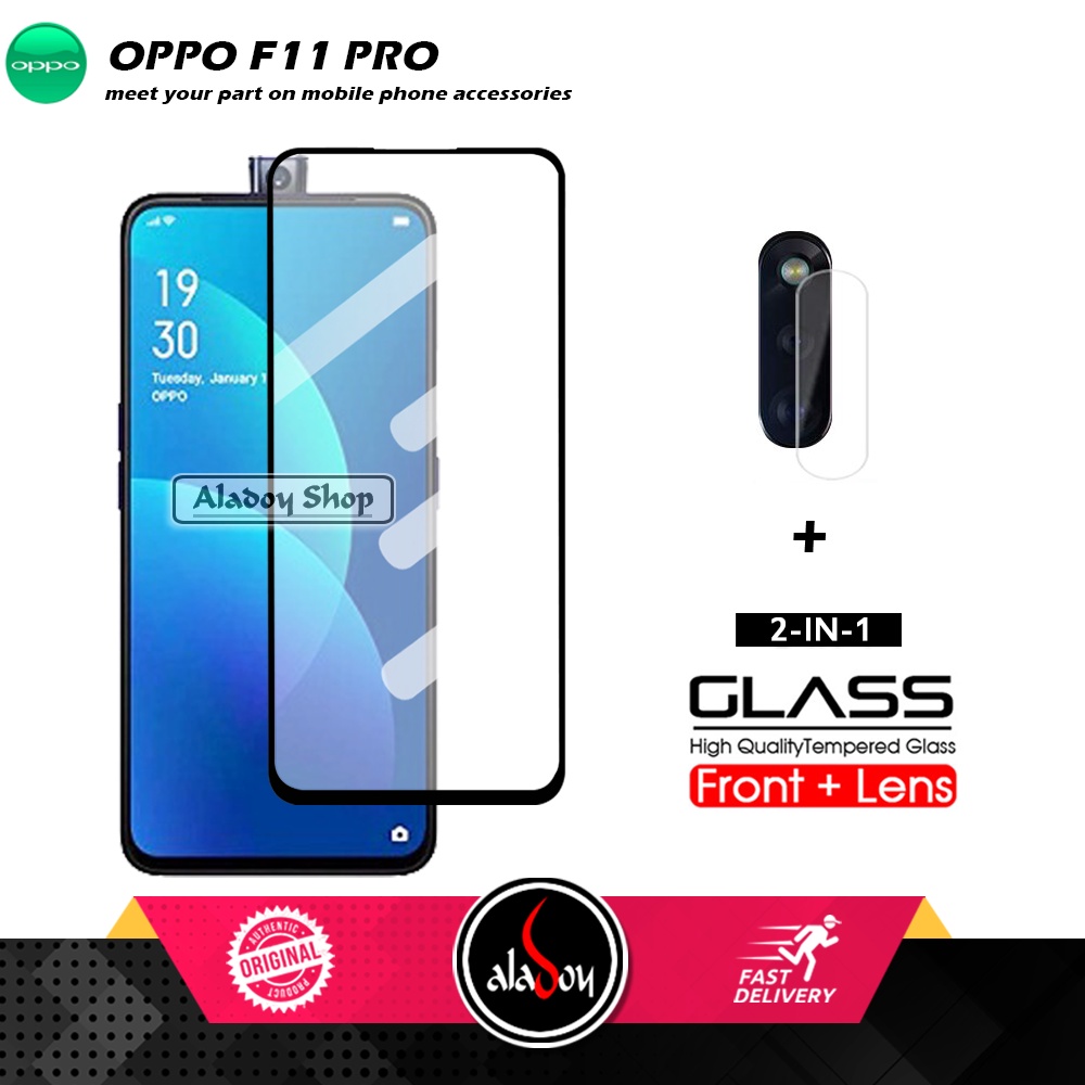 PAKET Tempered Glass Layar Oppo F11 Pro Free Tempered Glass Camera