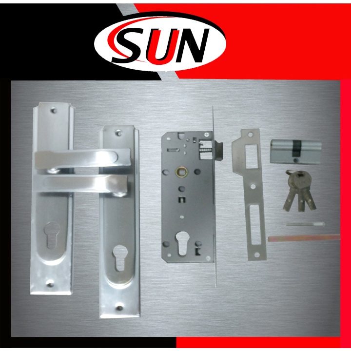 Handle Set Kunci Pintu Rumah Plat Putih Stainless Ukuran Besar