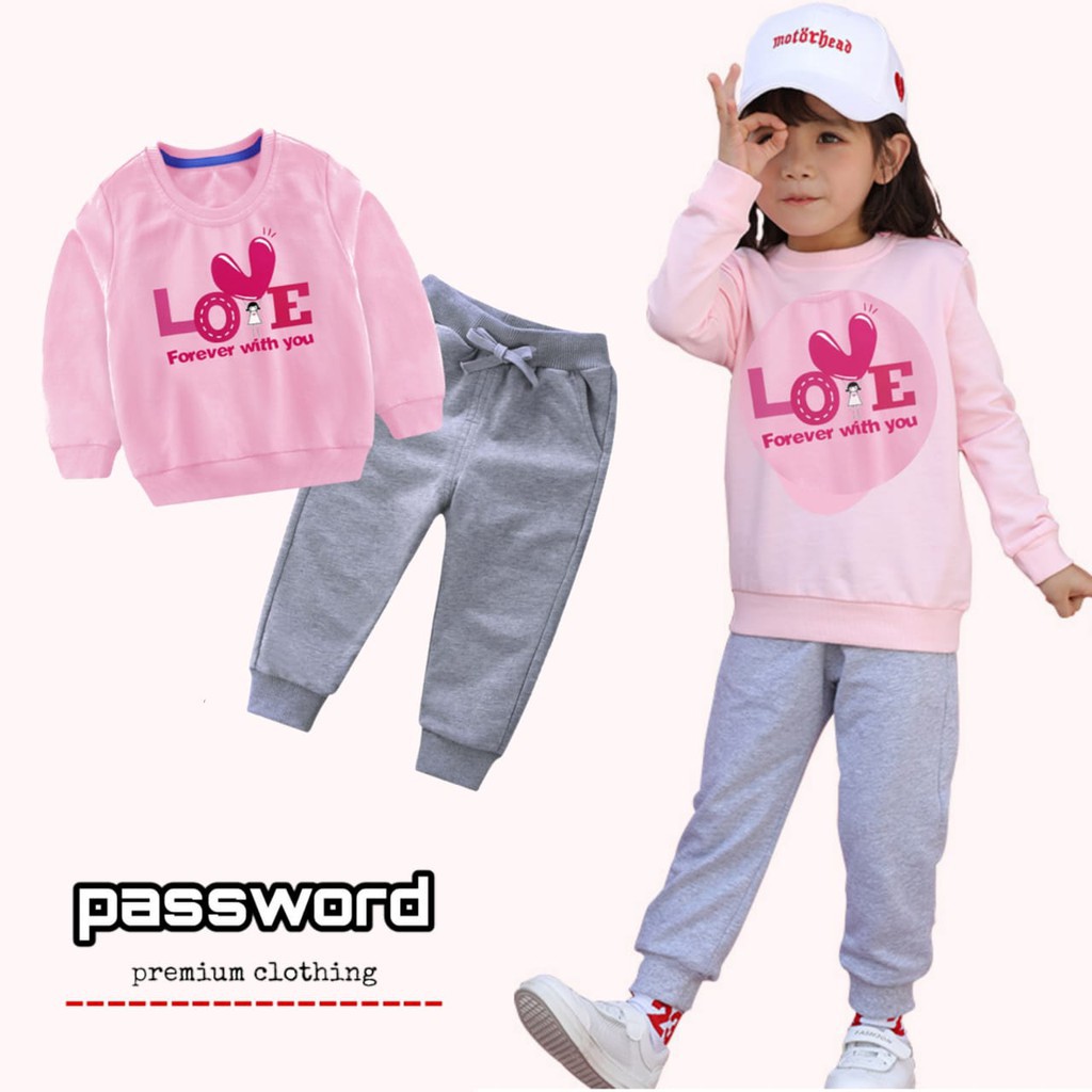 LittleAaron PASSWORD LOVE Setelan Anak 1 - 7 Tahun Baju Anak Berkualitas