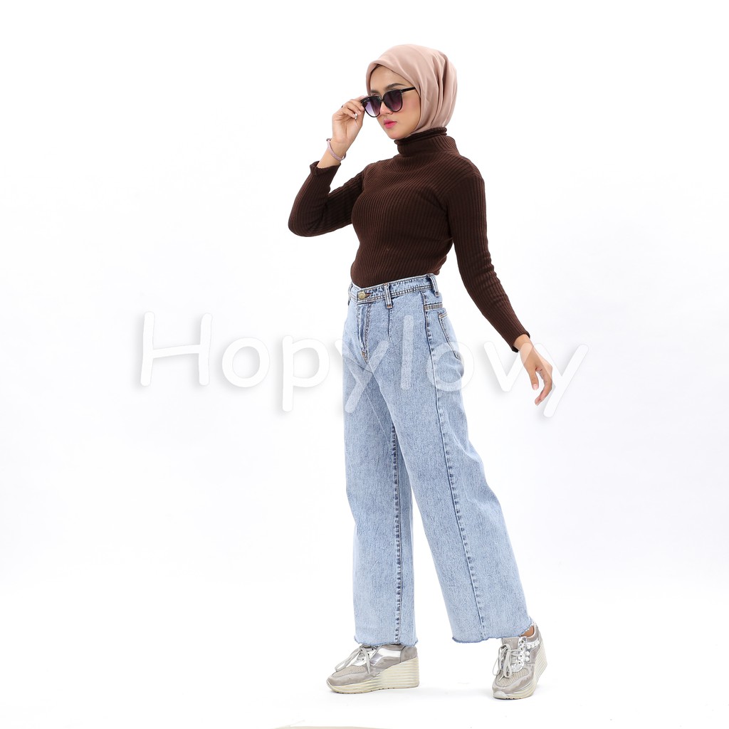 HOPYLOVY - Celana Boyfriend Jeans Wanita Model Kulot BF Acacia