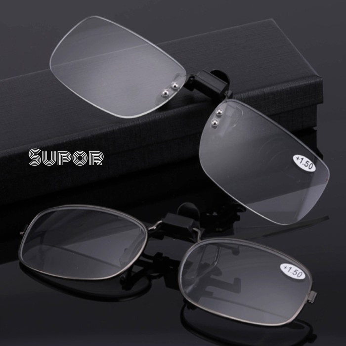 Clip On Kacamata Baca Plus Klip On Anti Radiasi Presbiopi + Plus Ples New