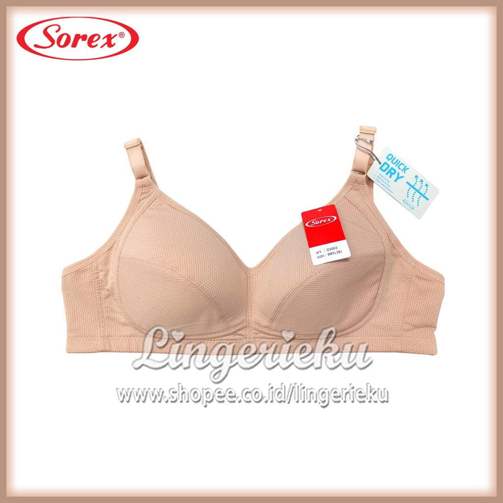 Sorex 02003 BH Bra Wanita Tanpa Kawat Busa Tipis Kait 2 Setara Cup B Quick Dry