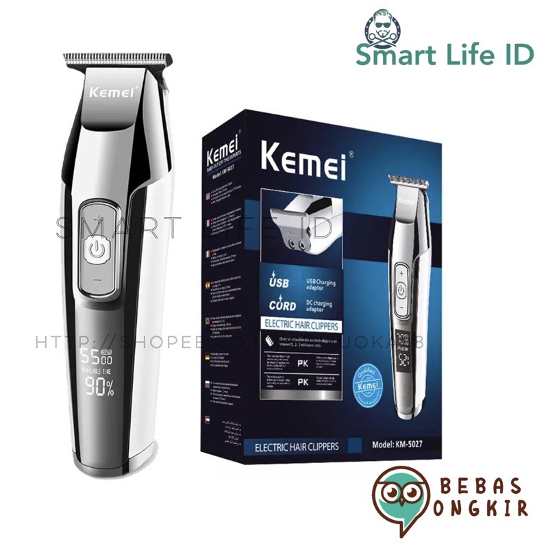 Kemei KM 5027 Alat Cukur Rambut Jenggot Kumis Hair Clipper Detailer Cukuran Indikator RPM KM-5027