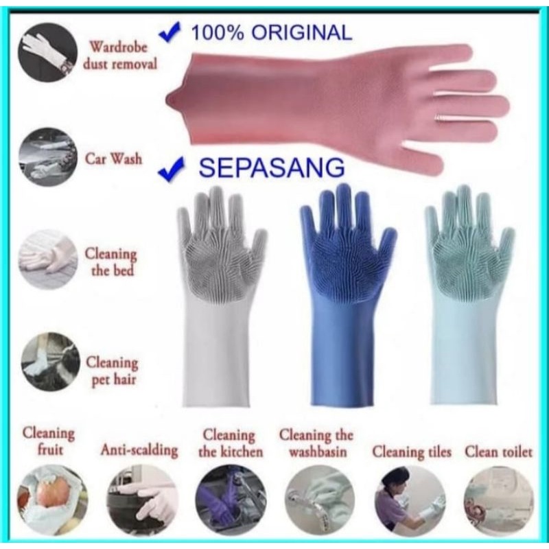 Sarung Tangan Silikon Glove Original Alat Cuci Piring slilicone Premium