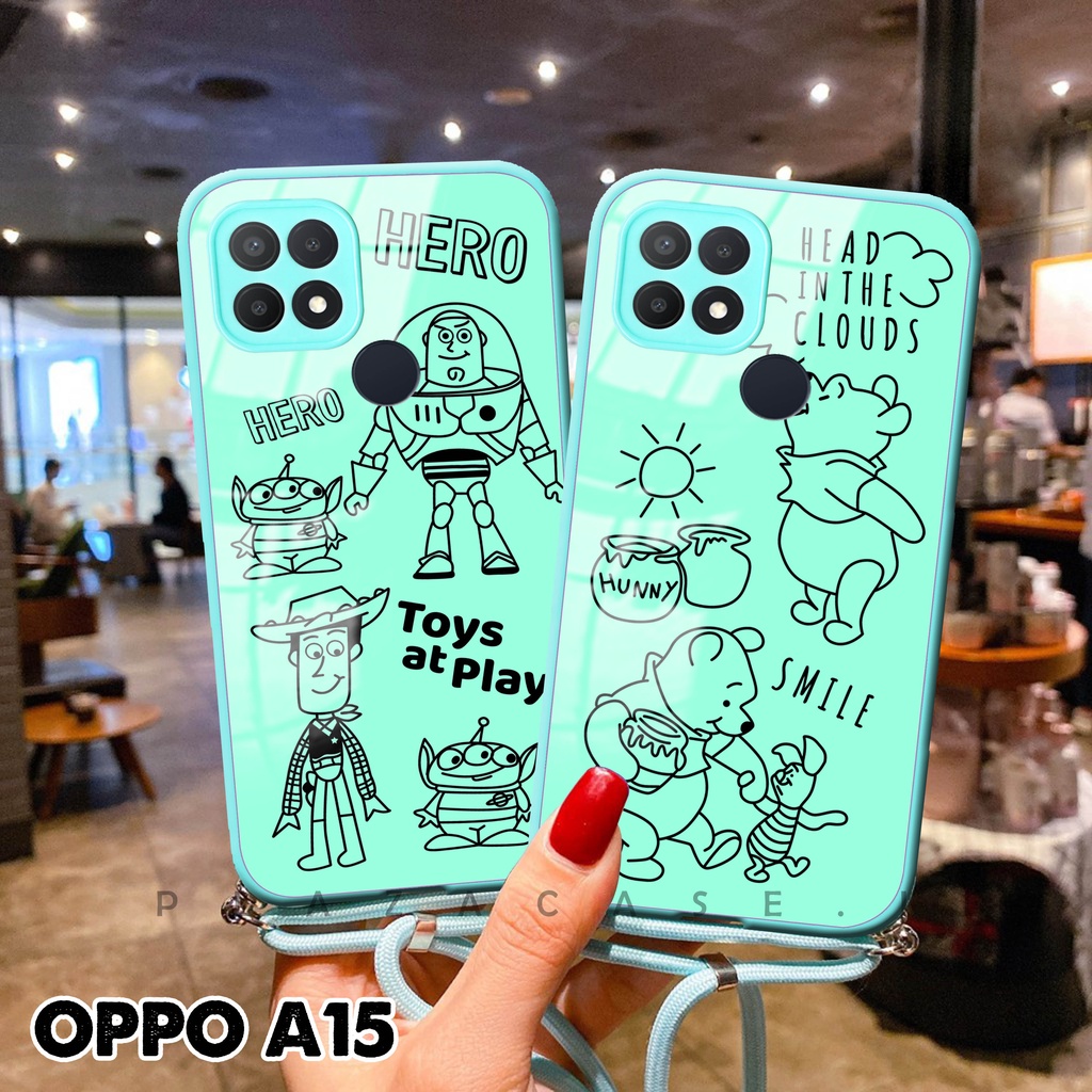 Softcase Glass Kaca + Tali - K109 -  For Oppo A15 A54 A16 A5S RENO 5 RENO 5F RENO 6 - Case Lucu - Case Oppo A54 - Casing Hp Oppo A16 - Casing Hp Oppo A15 - Kesing Oppo A5S - Softcase RENO 5 - Casing RENO 5F - Sarung Hp RENO 6 4G - Case A54 - Plazacase