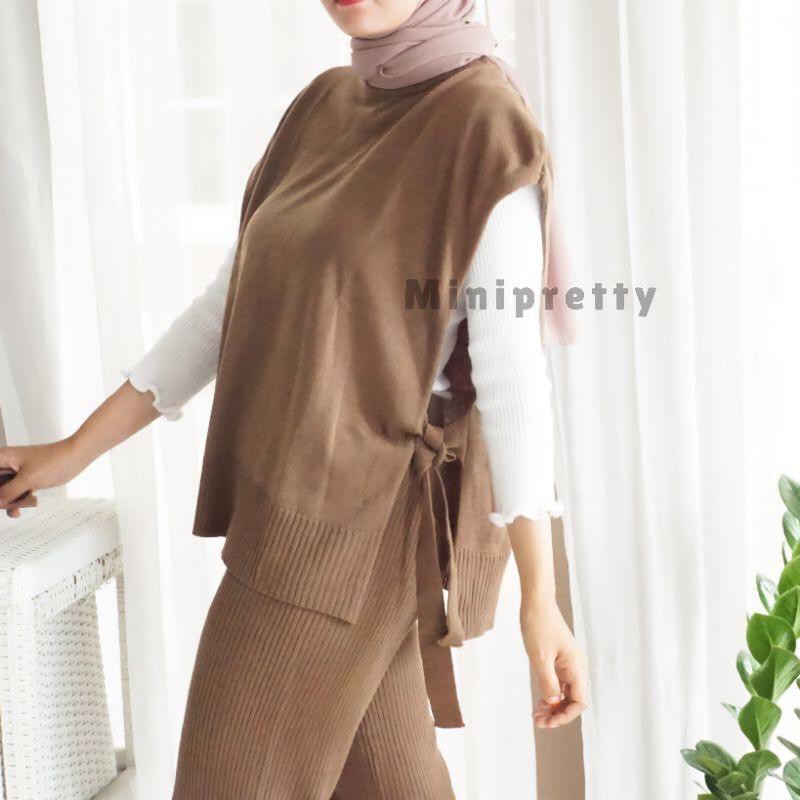 PROMO!!!!!!!!Rompi Tali Rajut Wanita Polos CREW neck Vest Knit Outer / OOTD ROMPI