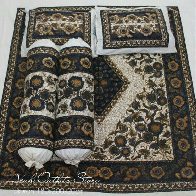SPREI BATIK SOGA SOGAN COKLAT PUTIH MOTIF BUNGA 180X200X10 160x200x20 90x200x20 PEKALONGAN WARNA COK