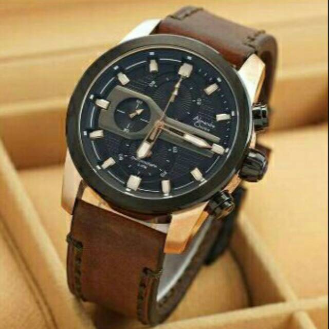 NEW JAM TANGAN PRIA ALEXANDRE CHRISTIE KULIT COKLAT AC/6270 ORIGINAL