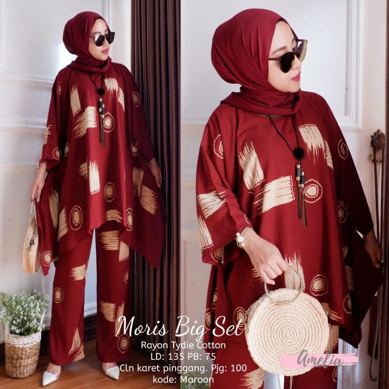 MARELLA ONE SET RAYON/ SETELAN WKAWKA RAYON/ DAILY SET WANITA /BAJU SETELAN/ONESET KEMEJA-Maroon