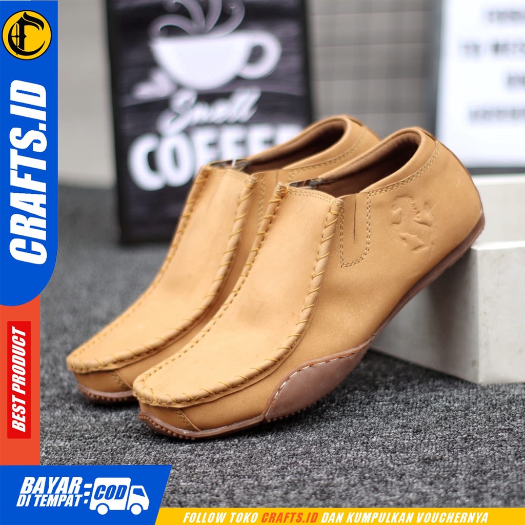 CRAFTS fero - Sepatu Formal Pantofel Kulit Asli Kerja Pria