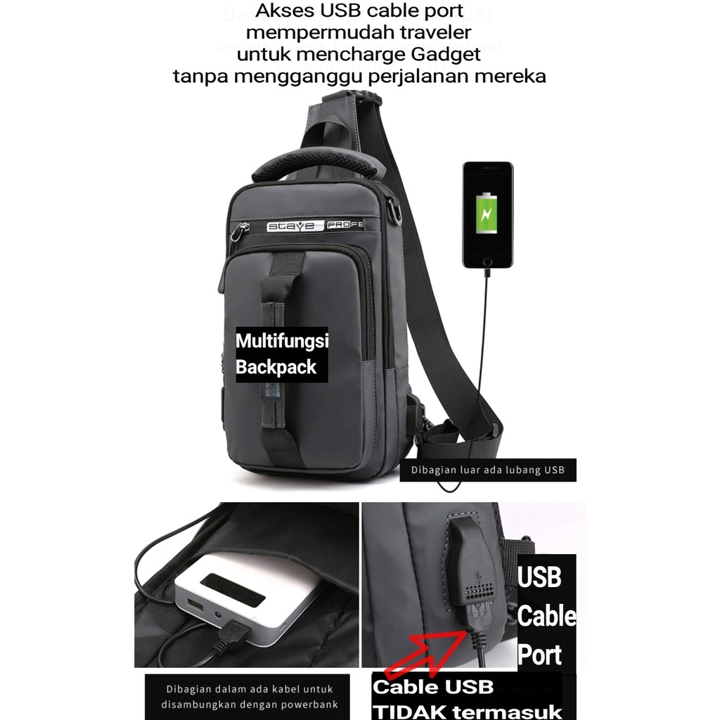 TAS MULTIFUNGSI BACKPACK Stay e Professional 1101 Xuansheng with USB cable port