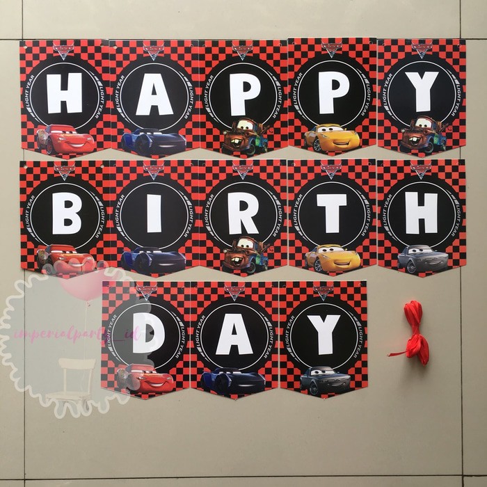 Banner Bunting Flag HBD Happy Birthday Ultah Cars