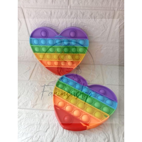 POP IT BESAR FIDGET TOY RAINBOW KOTAK SQUARE BULAT LOVE OXIGONAL SILICON-LOVE