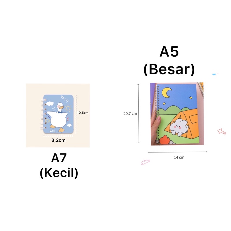 #6 READY STOCK BISA COD - NOTEBOOK A5 BESAR BUKU CATATAN MINI A7 RING KARAKTER KARTUN HEWAN LUCU BUNGA FANCY DEKORASI AESTHETIC JURNAL DIARY BUJO PLANNER AGENDA ANAK PEREMPUAN KAWAII GAYA REMAJA CEWEK KOREA BERUANG KELINCI SANRIO MURAH VIRAL KERTAS TEBAL