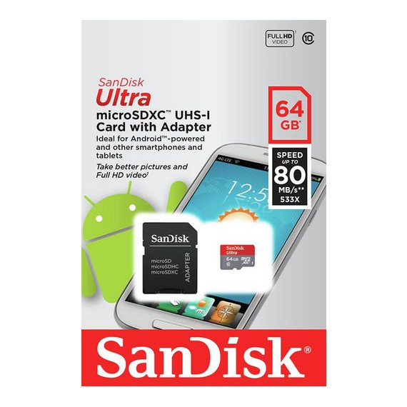 TBI Full HD Ultra Memory Card Micro With / Without Adapter 64 GB SDHC MMC SanDisk