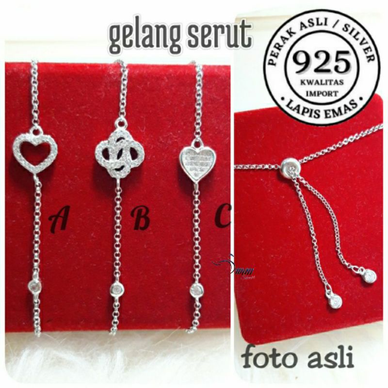 GELANG SERUT PERAK ASLI 925 LAPIS EMAS PUTIH ANTI KARAT KWALITAS IMPORT