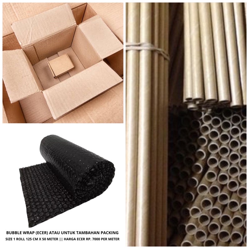 

Tambahan Packing Kardus / Buble Wrap / Selongsong Paper Tube Stiker Kaca