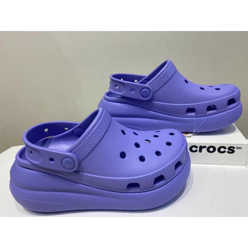 purple platform crocs