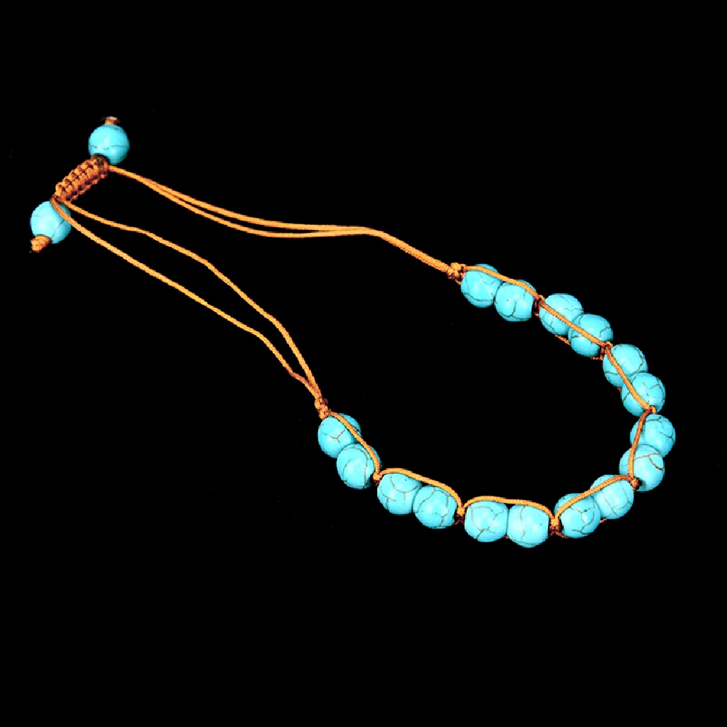 (AdornmentNo1) Gelang Tangan Elastis Gaya Boho Aksen Batu Turquoise Untuk Perhiasan Wanita / Pantai