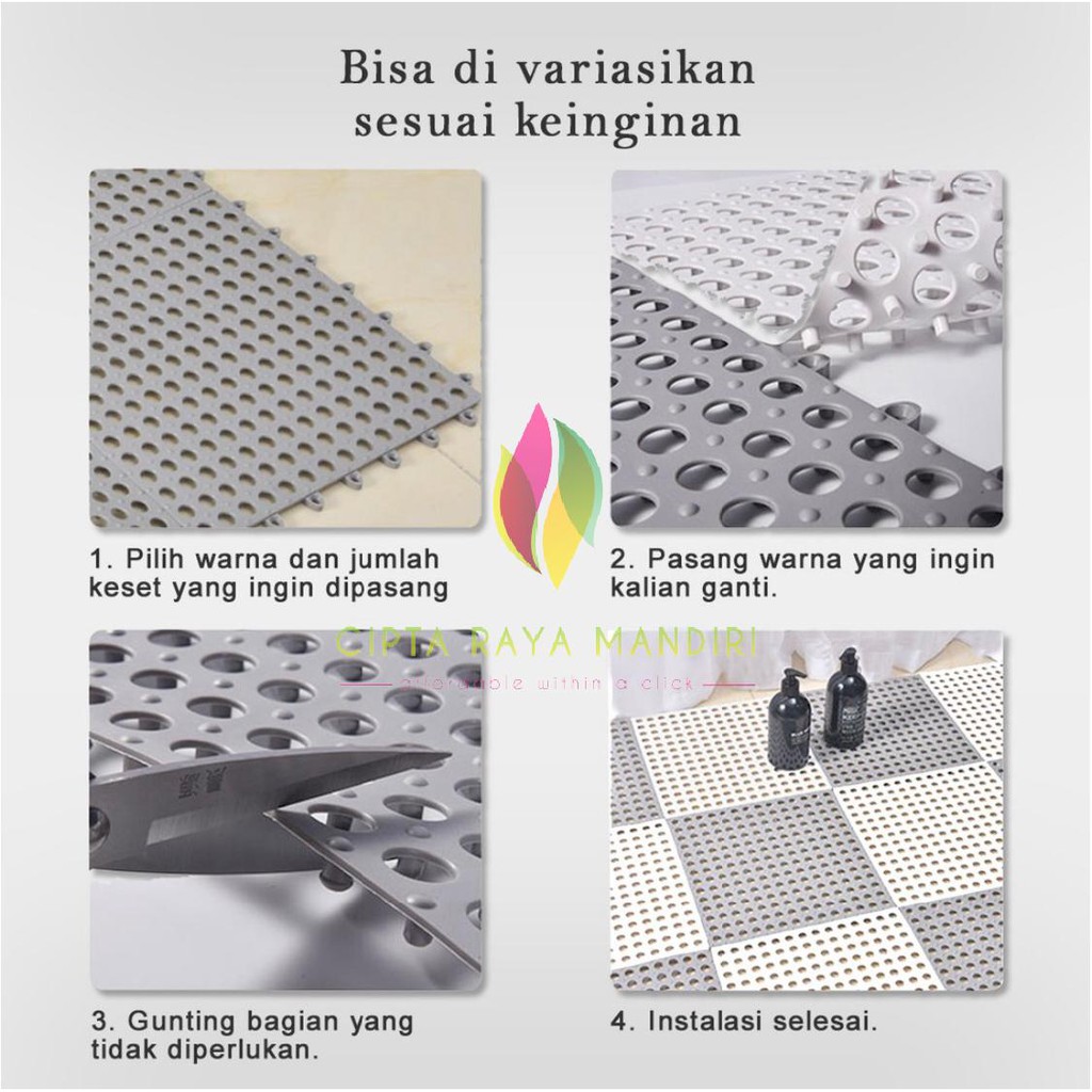 Karpet Anti Slip Kamar Mandi POLKADOT PVC Karpet Anti Licin Dapur Mat Non-slip 30x30 cm