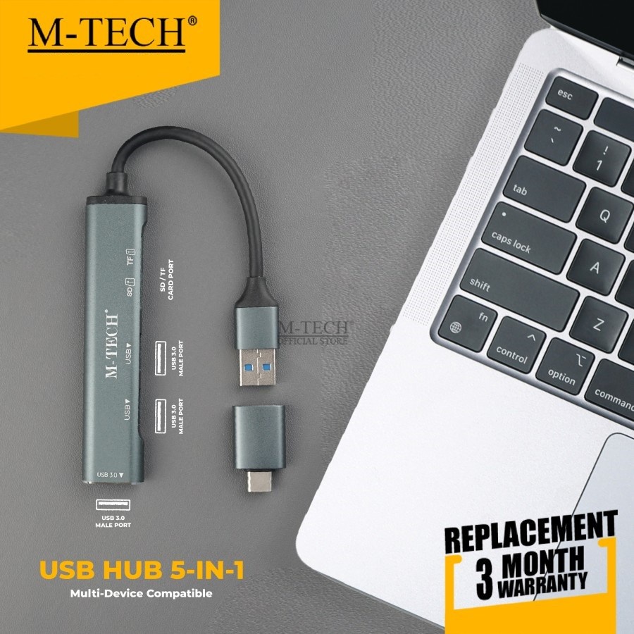 M-Tech Usb Hub 5 in 1 CR50 (+ type-C OTG) 3 port USB + SD TF Card