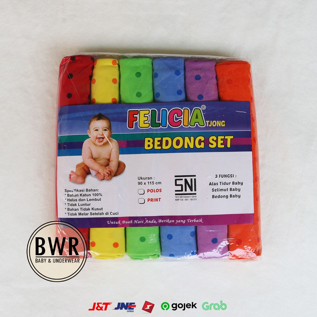 Bedong Felicia POLKADOT TUA [I H7] Bedong bayi newborn felicia rainbow - Bwr Satuan