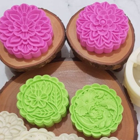 (4pc) cetakan kue bulan (180 gr) mooncake press mold BB-FISH FLOWER