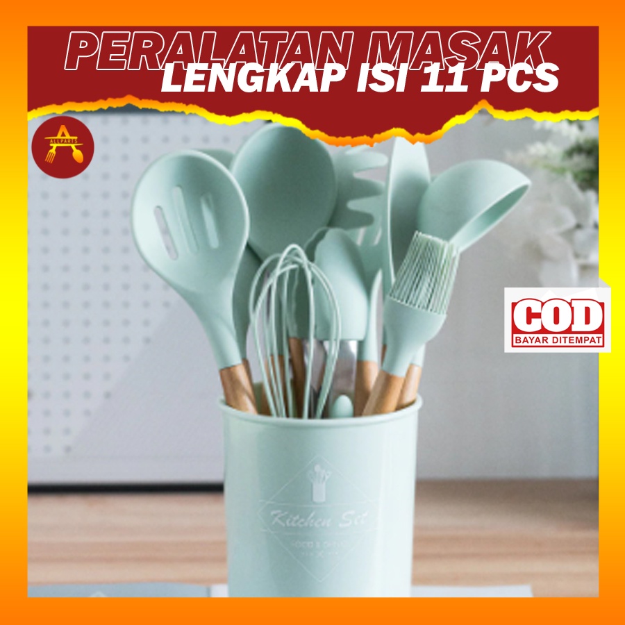 Peralatan Perlengkapan Masak Sepatula Set Silikon Lengkap Sodet Silicone Sotil Spatula Silikon Tahan Panas Sutil Silikon Set Tahan Panas