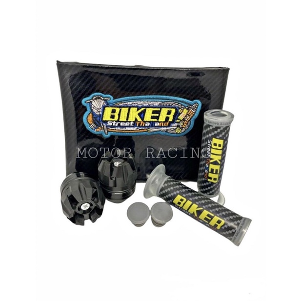 Kulit Jok Carbon Variasi Biker plus Jalu As plus Handgrip BIKER Universal Aksoris Motor