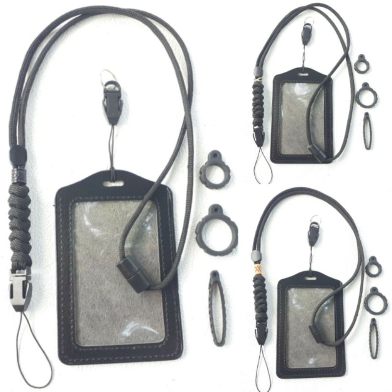 

Lanyard Landyard ID Card Name Tag Kulit Tali Paracord Tactical