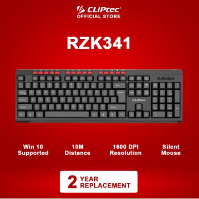Keyboard mouse cliptec wireless multimedia combo bundle silent full size membrane 1600dpi rzk341