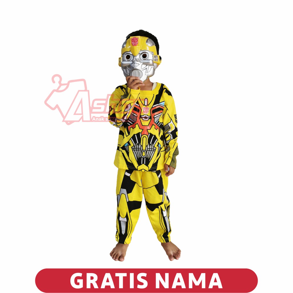 Kostum Anak Setelan BumbleBee Panjang Gratis Sablon Nama